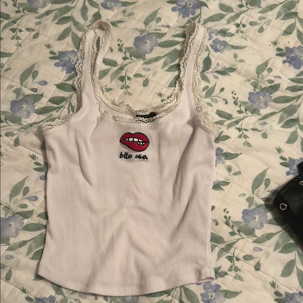 Windsor White Fitted Crop Tank Top